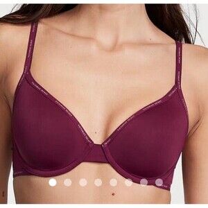 Victoria’s Secret T-Shirt Push-Up Full Coverage Bra Logo Straps Kir Size 34DD